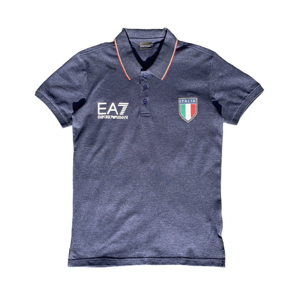 EA1587 Italia Classic Blue Polo Golf Shirt DOT Made