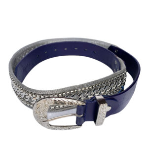 Roberto Raniera 03 Blue Metal-Leather Belt - Nanni