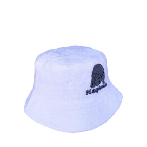 Napken Full Grey Trimmed Logo White Cotton Bucket Hat